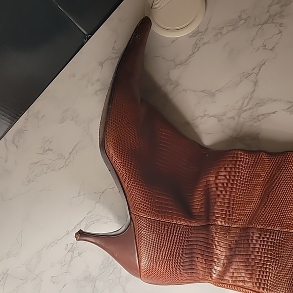 AUTHENTIC DOLCE & GABBANA  BROWN LEATHER LIZARD PRINT BOOTS - US 10 / EU 40 - Picture 12 of 16